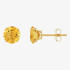 Gemstone 10K Gold 4mm Round Stud Earrings