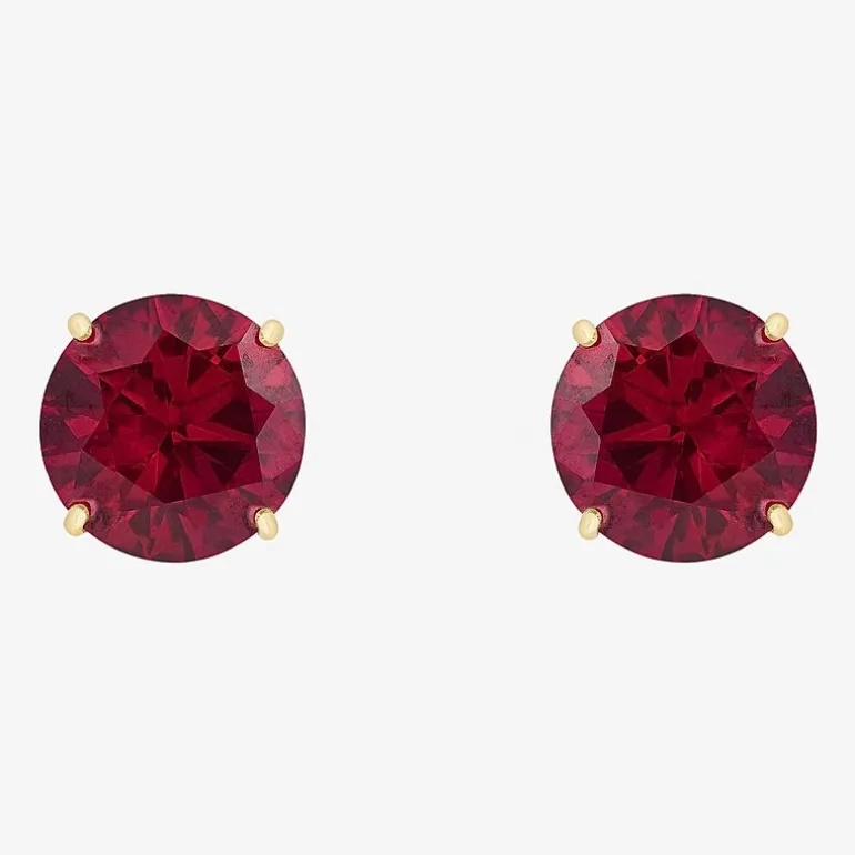 Gemstone 10K Gold 4mm Round Stud Earrings