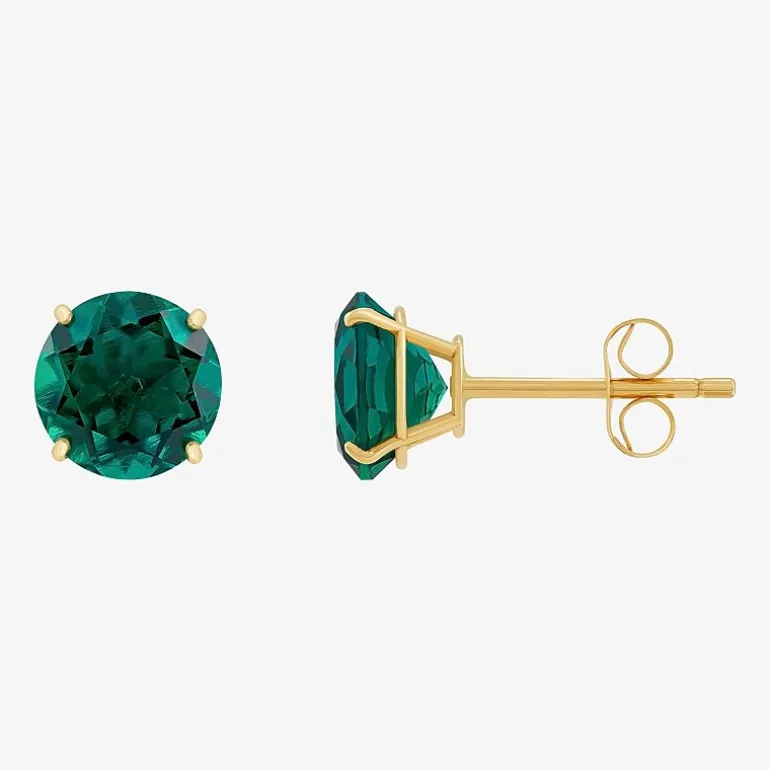 Gemstone 10K Gold 4mm Round Stud Earrings