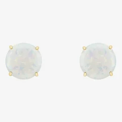 Gemstone 10K Gold 6mm Round Stud Earrings
