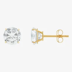 Gemstone 10K Gold 6mm Round Stud Earrings