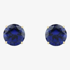 Gemstone 10K Gold 6mm Round Stud Earrings