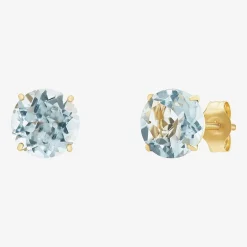 Gemstone 10K Gold 6mm Round Stud Earrings