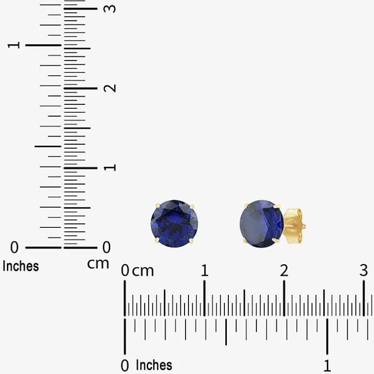 Gemstone 10K Gold 6mm Round Stud Earrings