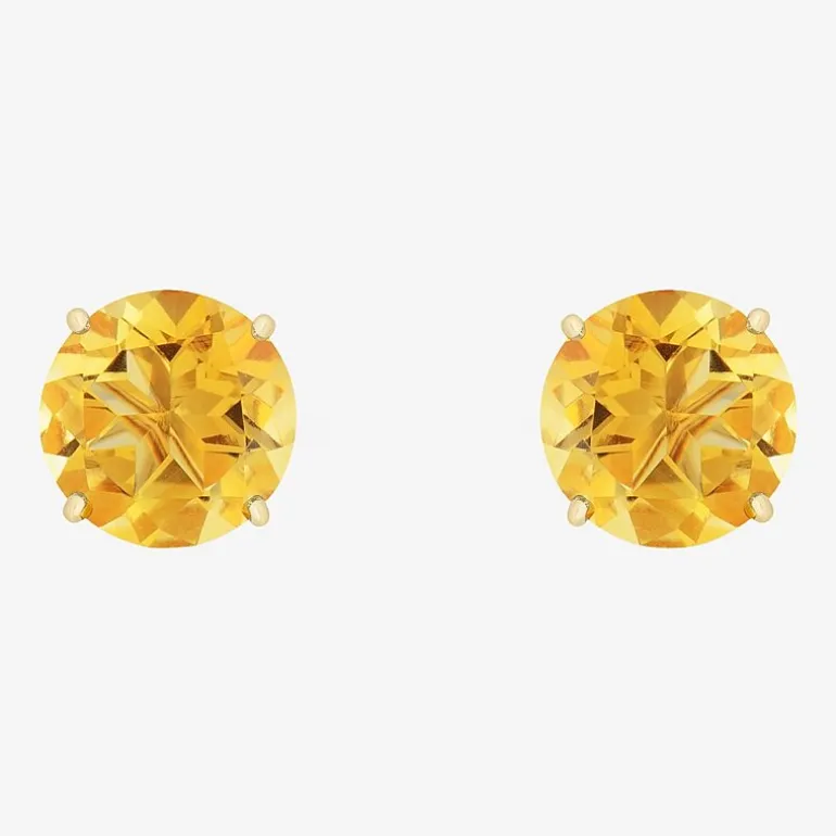 Gemstone 10K Gold 6mm Round Stud Earrings