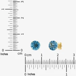 Gemstone 10K Gold 6mm Round Stud Earrings
