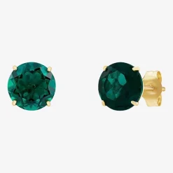 Gemstone 10K Gold 6mm Round Stud Earrings