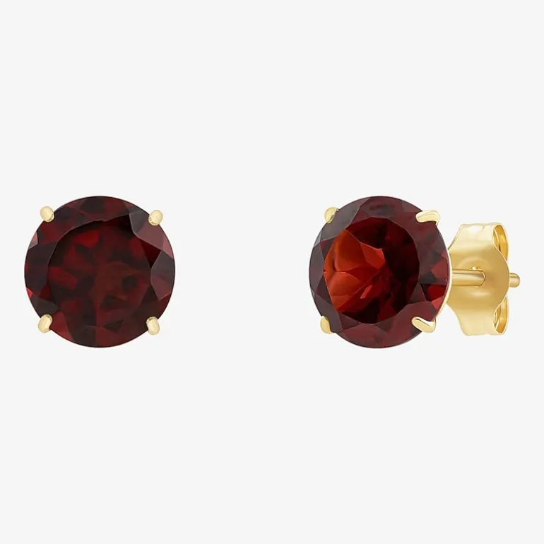 Gemstone 10K Gold 6mm Round Stud Earrings