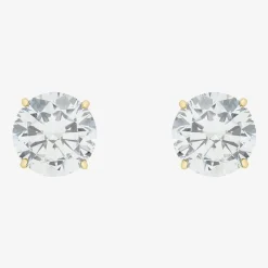 Gemstone 10K Gold 6mm Round Stud Earrings
