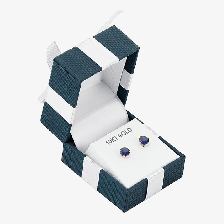 Gemstone 10K Gold 6mm Round Stud Earrings