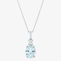 Gemstone 10K Gold Oval Pendant Necklace
