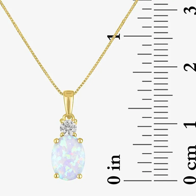 Gemstone 10K Gold Oval Pendant Necklace