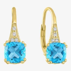 Gemstone 14K Gold Over Silver Cushion Drop Earrings