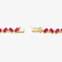 Gemstone 18K Gold Over Silver 7.25 Inch Tennis Bracelet