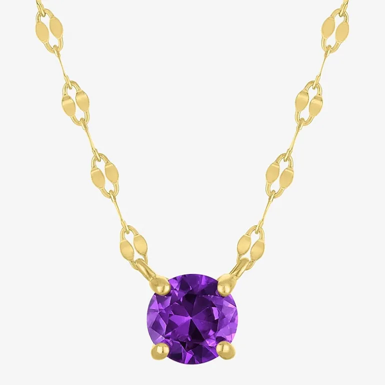 Gemstone 14K Gold Over Silver Round 18 Inch Pendant Necklace