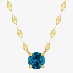 Gemstone 14K Gold Over Silver Round 18 Inch Pendant Necklace