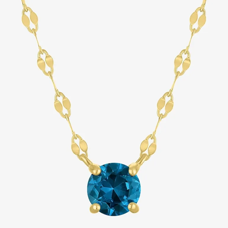 Gemstone 14K Gold Over Silver Round 18 Inch Pendant Necklace
