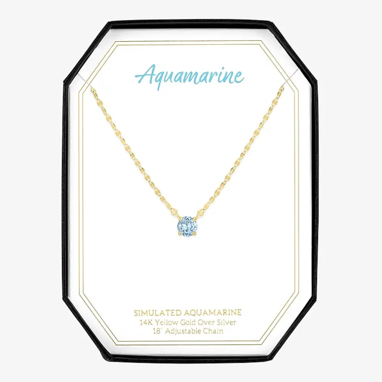 Gemstone 14K Gold Over Silver Round 18 Inch Pendant Necklace