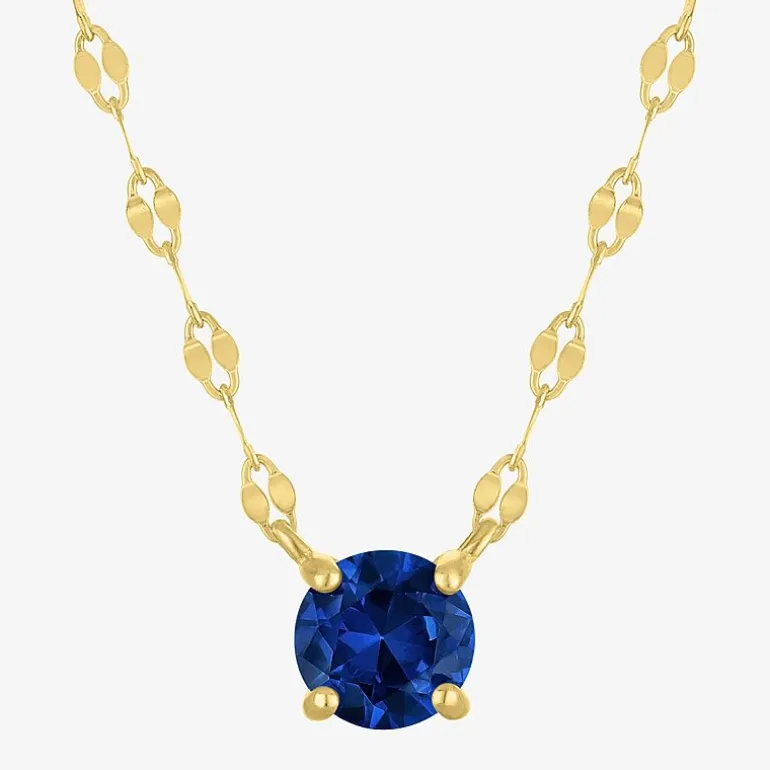 Gemstone 14K Gold Over Silver Round 18 Inch Pendant Necklace