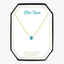 Gemstone 14K Gold Over Silver Round 18 Inch Pendant Necklace