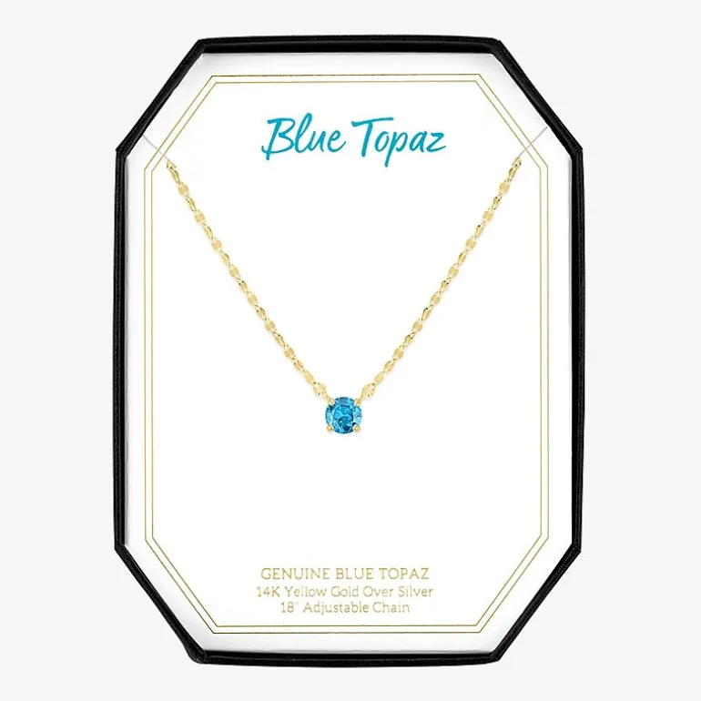 Gemstone 14K Gold Over Silver Round 18 Inch Pendant Necklace