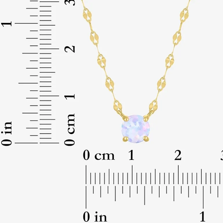 Gemstone 14K Gold Over Silver Round 18 Inch Pendant Necklace