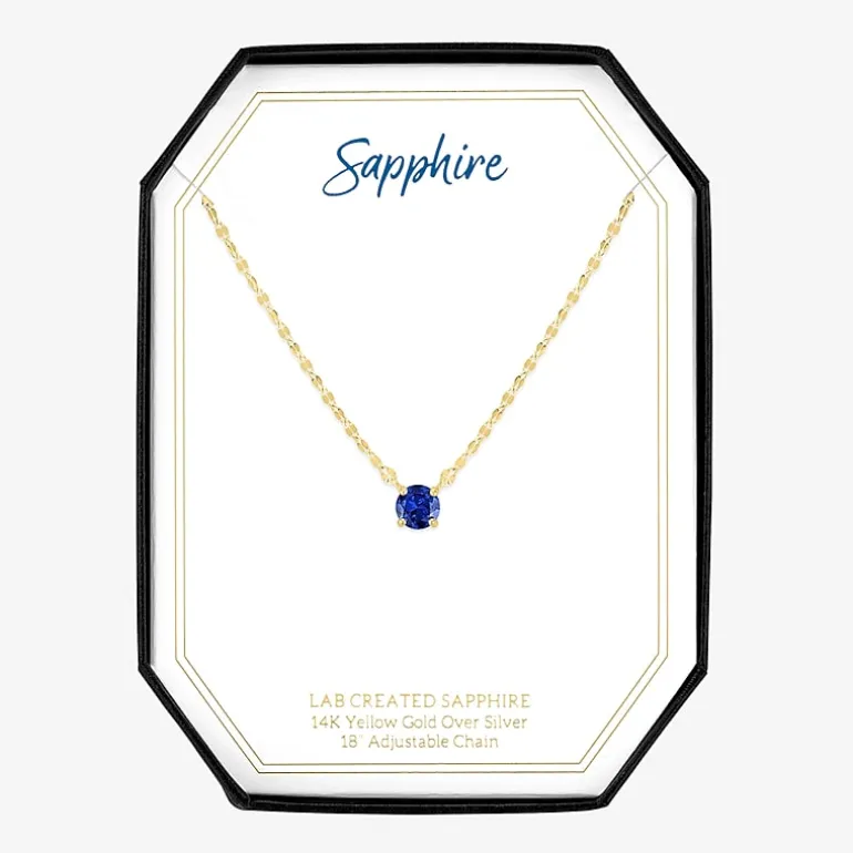 Gemstone 14K Gold Over Silver Round 18 Inch Pendant Necklace