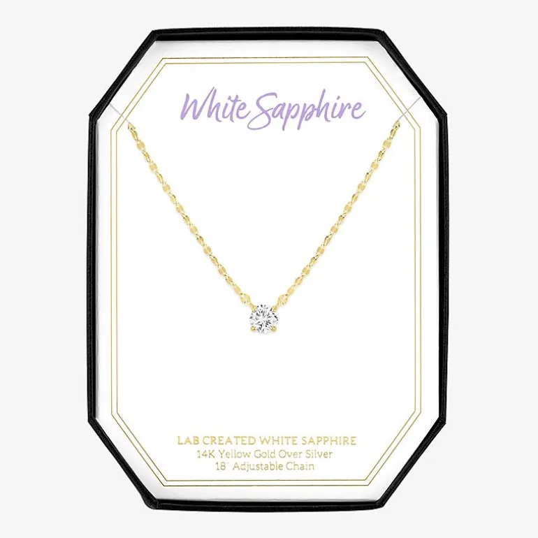 Gemstone 14K Gold Over Silver Round 18 Inch Pendant Necklace