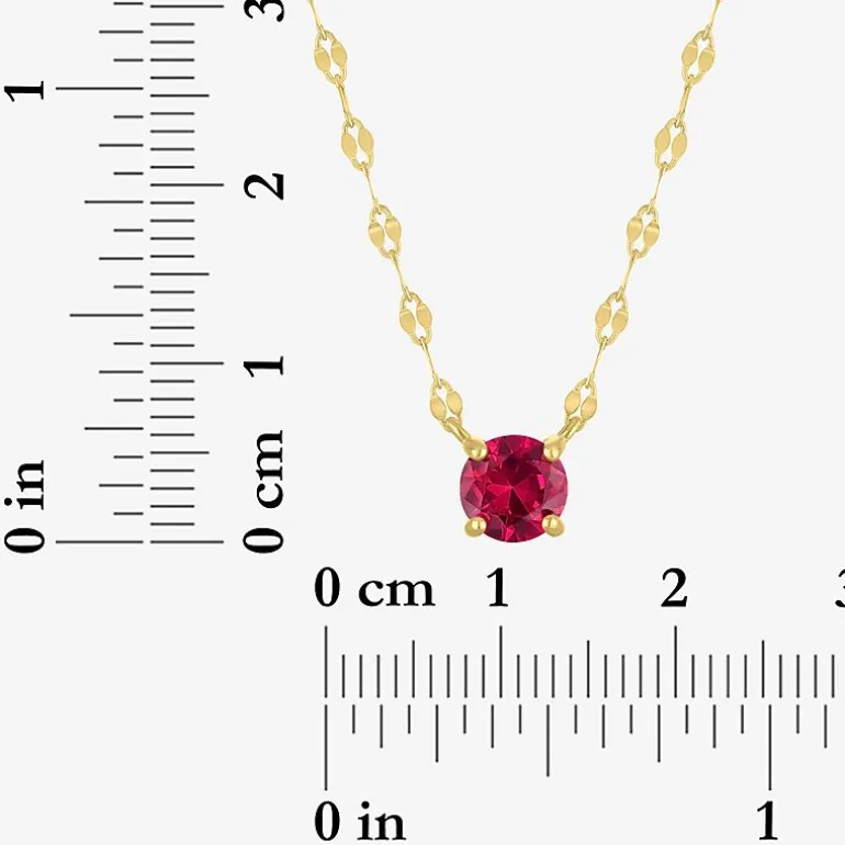 Gemstone 14K Gold Over Silver Round 18 Inch Pendant Necklace