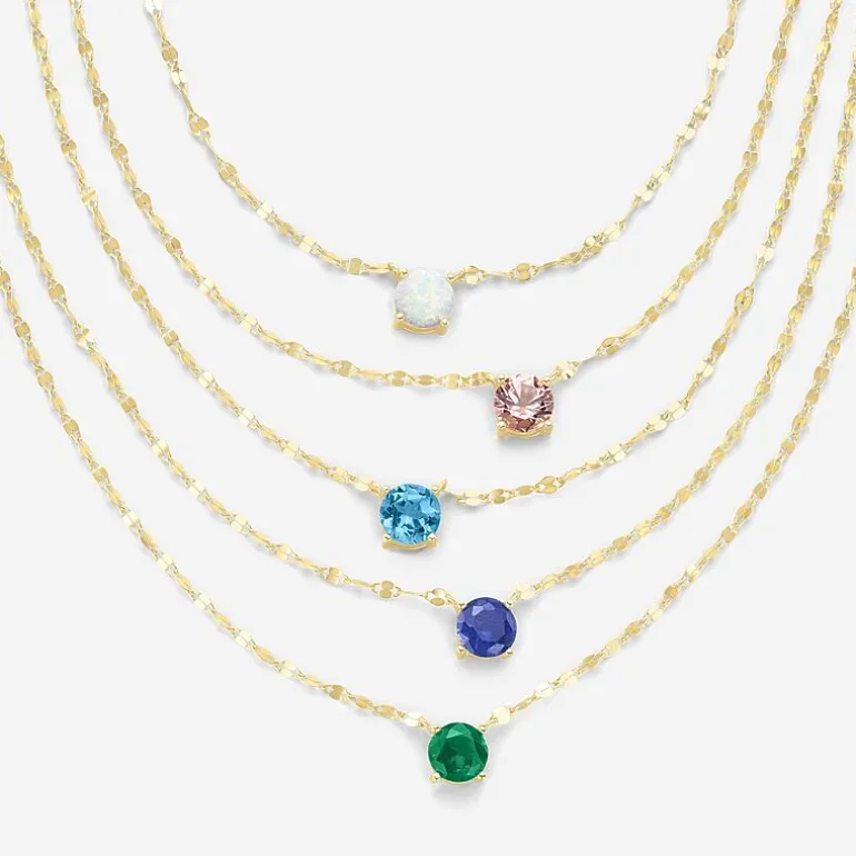 Gemstone 14K Gold Over Silver Round 18 Inch Pendant Necklace