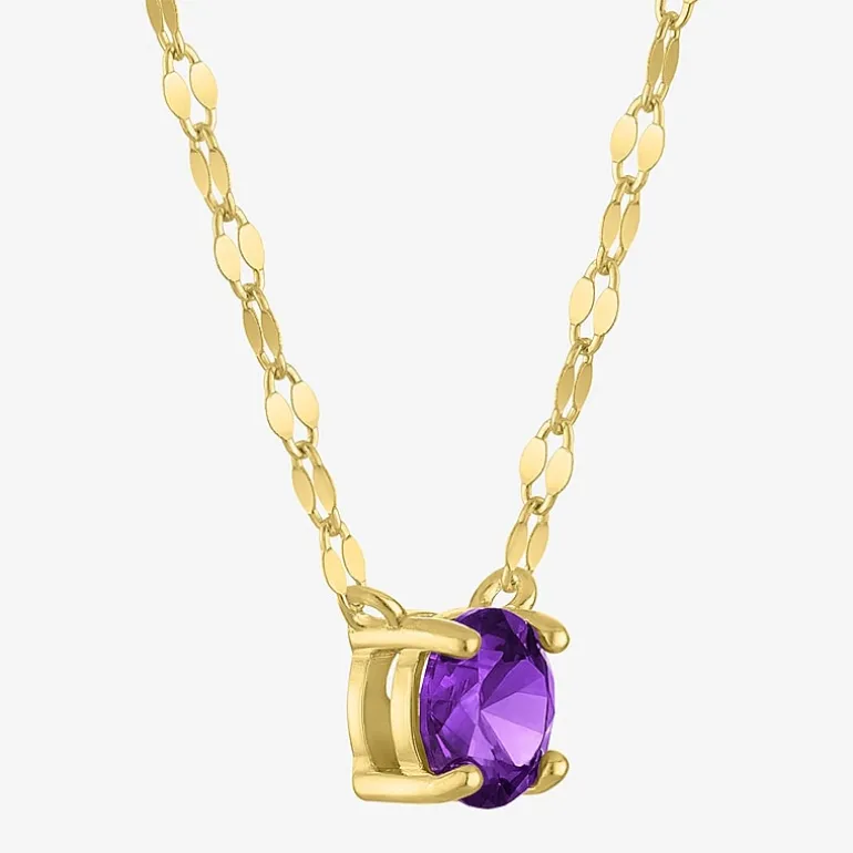 Gemstone 14K Gold Over Silver Round 18 Inch Pendant Necklace
