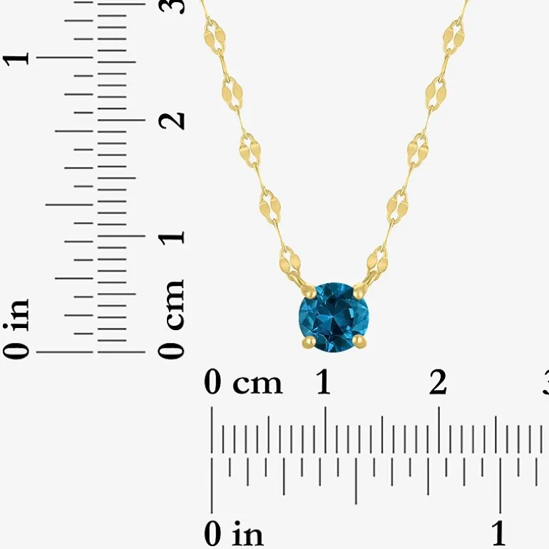 Gemstone 14K Gold Over Silver Round 18 Inch Pendant Necklace