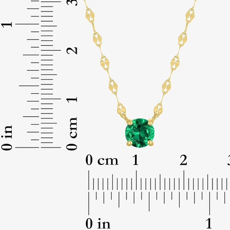 Gemstone 14K Gold Over Silver Round 18 Inch Pendant Necklace