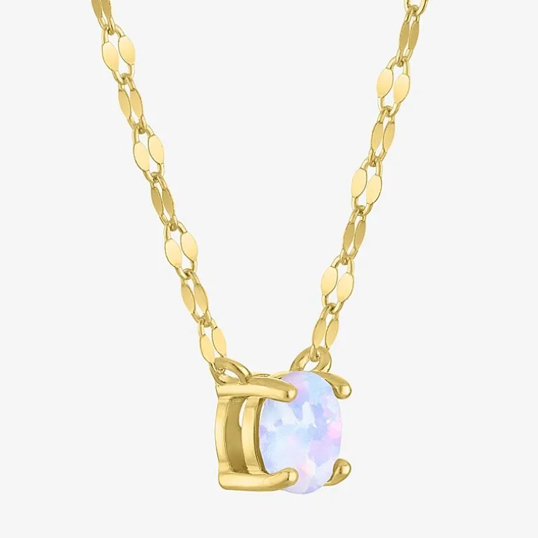 Gemstone 14K Gold Over Silver Round 18 Inch Pendant Necklace