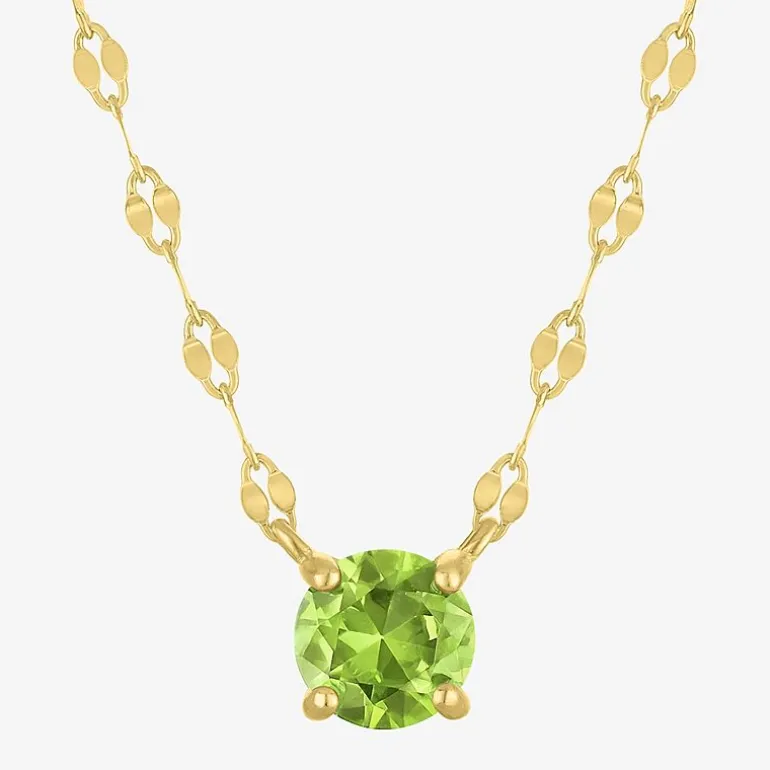 Gemstone 14K Gold Over Silver Round 18 Inch Pendant Necklace