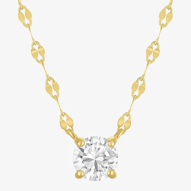 Gemstone 14K Gold Over Silver Round 18 Inch Pendant Necklace