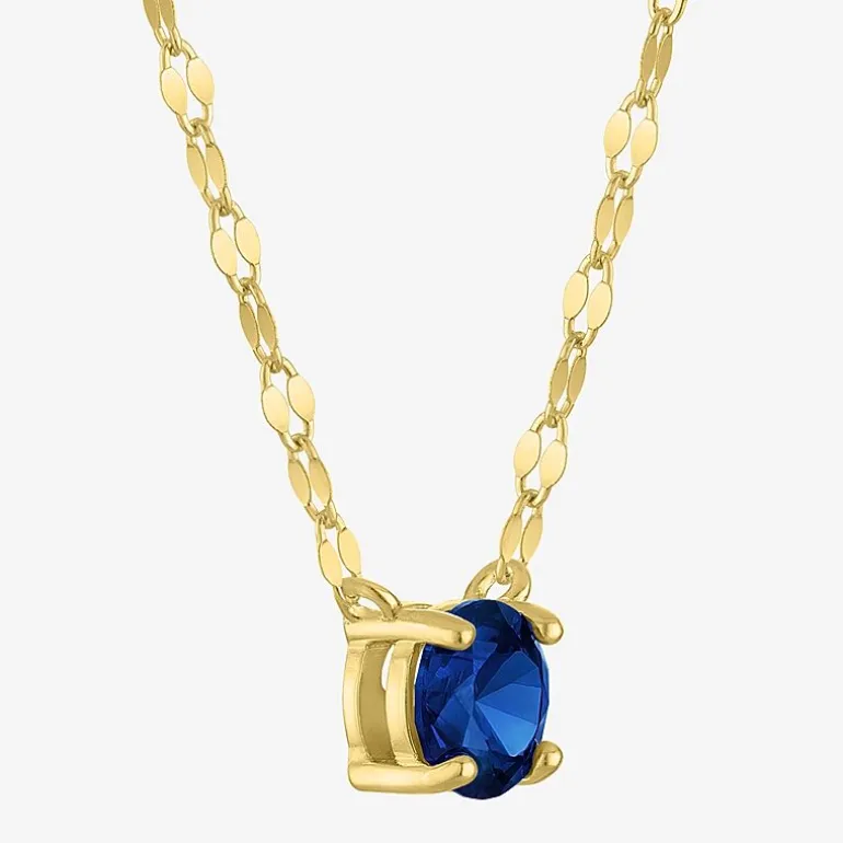 Gemstone 14K Gold Over Silver Round 18 Inch Pendant Necklace