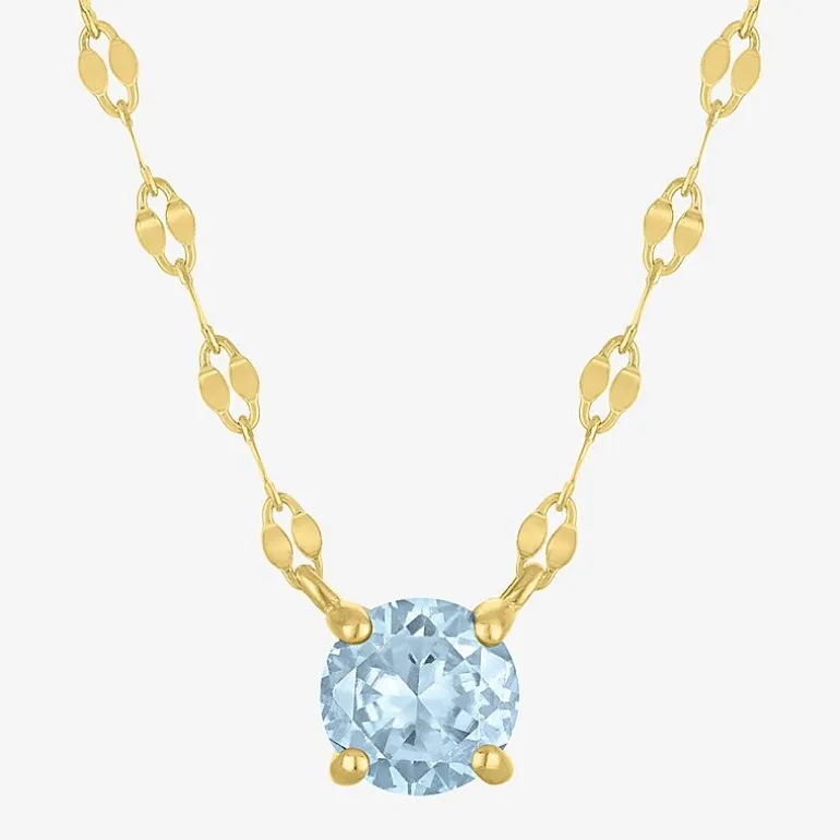 Gemstone 14K Gold Over Silver Round 18 Inch Pendant Necklace