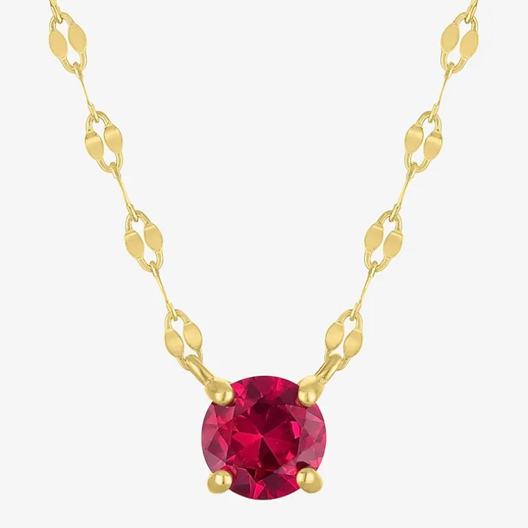 Gemstone 14K Gold Over Silver Round 18 Inch Pendant Necklace