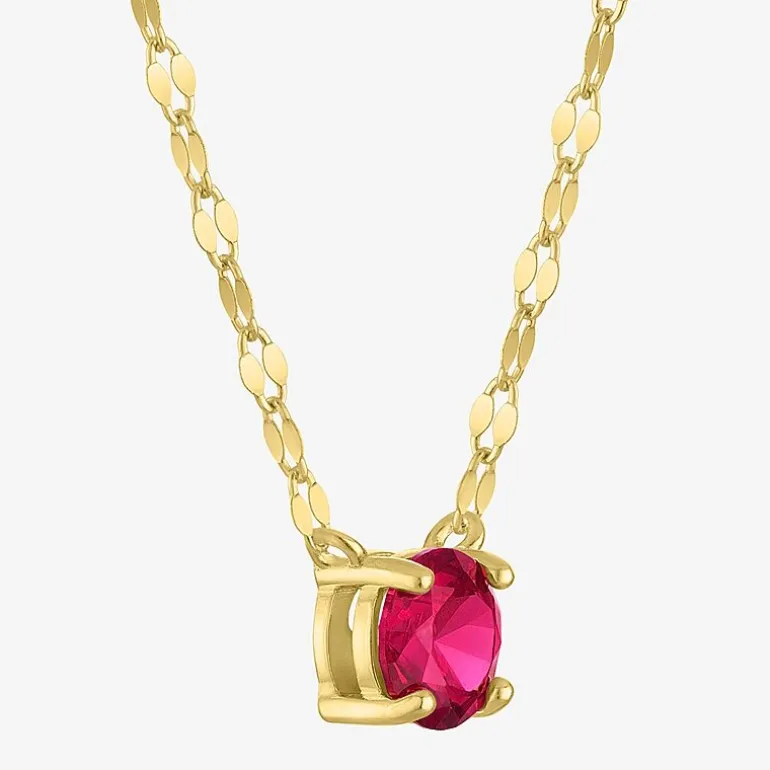 Gemstone 14K Gold Over Silver Round 18 Inch Pendant Necklace