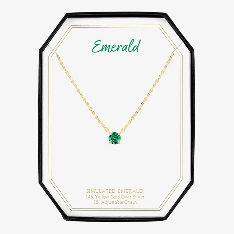 Gemstone 14K Gold Over Silver Round 18 Inch Pendant Necklace