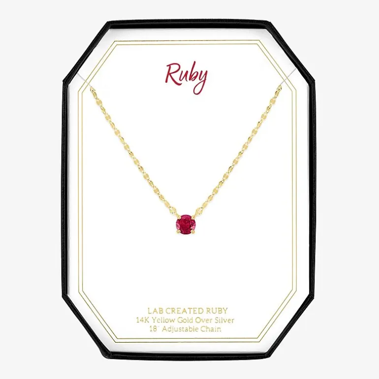 Gemstone 14K Gold Over Silver Round 18 Inch Pendant Necklace