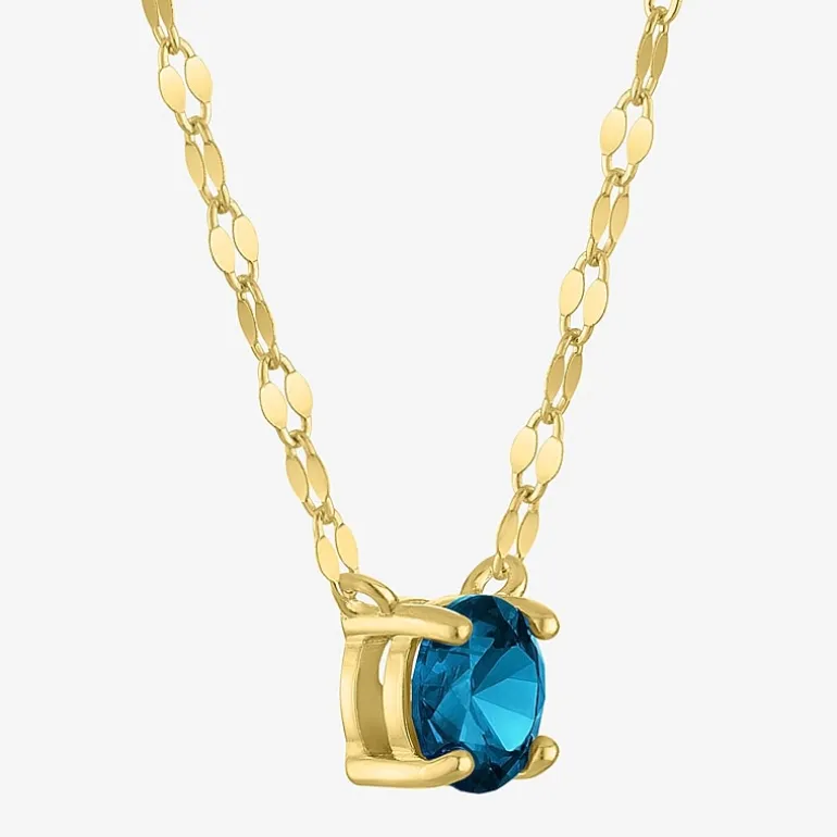 Gemstone 14K Gold Over Silver Round 18 Inch Pendant Necklace