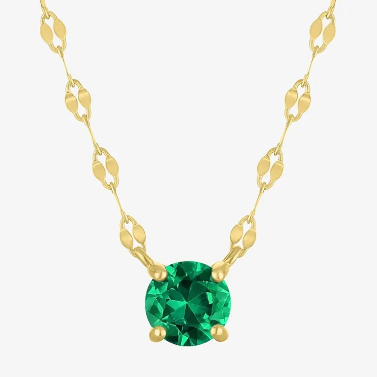 Gemstone 14K Gold Over Silver Round 18 Inch Pendant Necklace