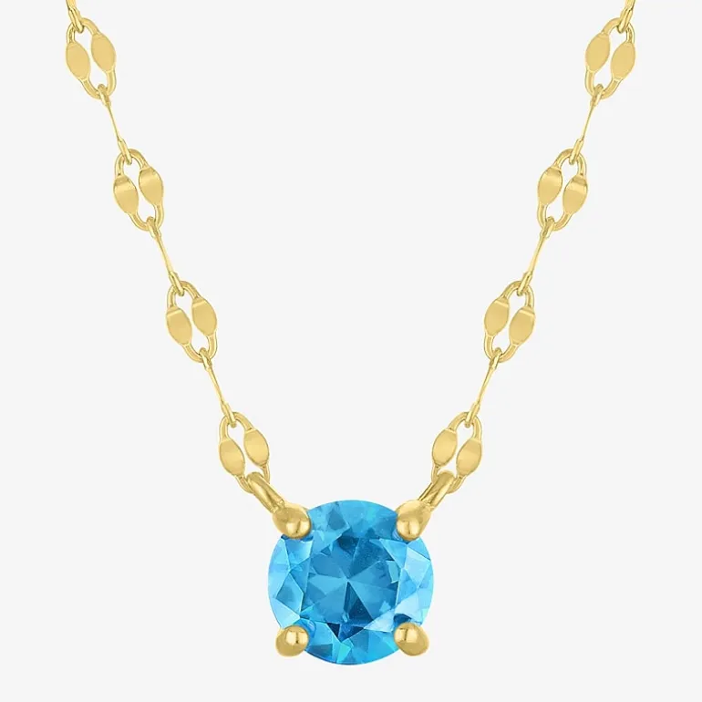 Gemstone 14K Gold Over Silver Round 18 Inch Pendant Necklace