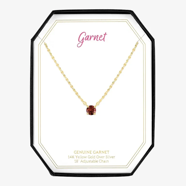 Gemstone 14K Gold Over Silver Round 18 Inch Pendant Necklace