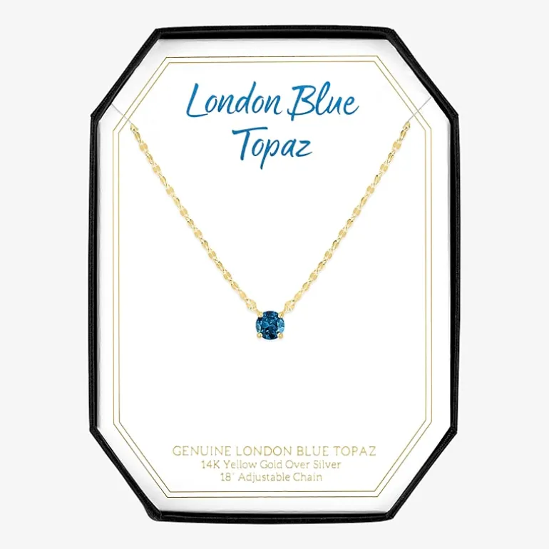 Gemstone 14K Gold Over Silver Round 18 Inch Pendant Necklace