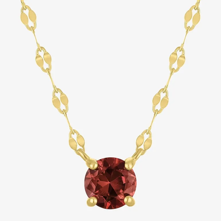 Gemstone 14K Gold Over Silver Round 18 Inch Pendant Necklace