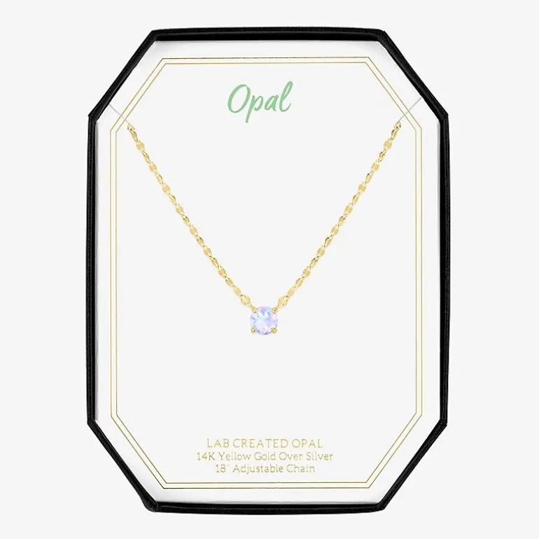 Gemstone 14K Gold Over Silver Round 18 Inch Pendant Necklace