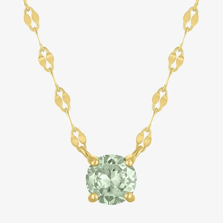 Gemstone 14K Gold Over Silver Round 18 Inch Pendant Necklace